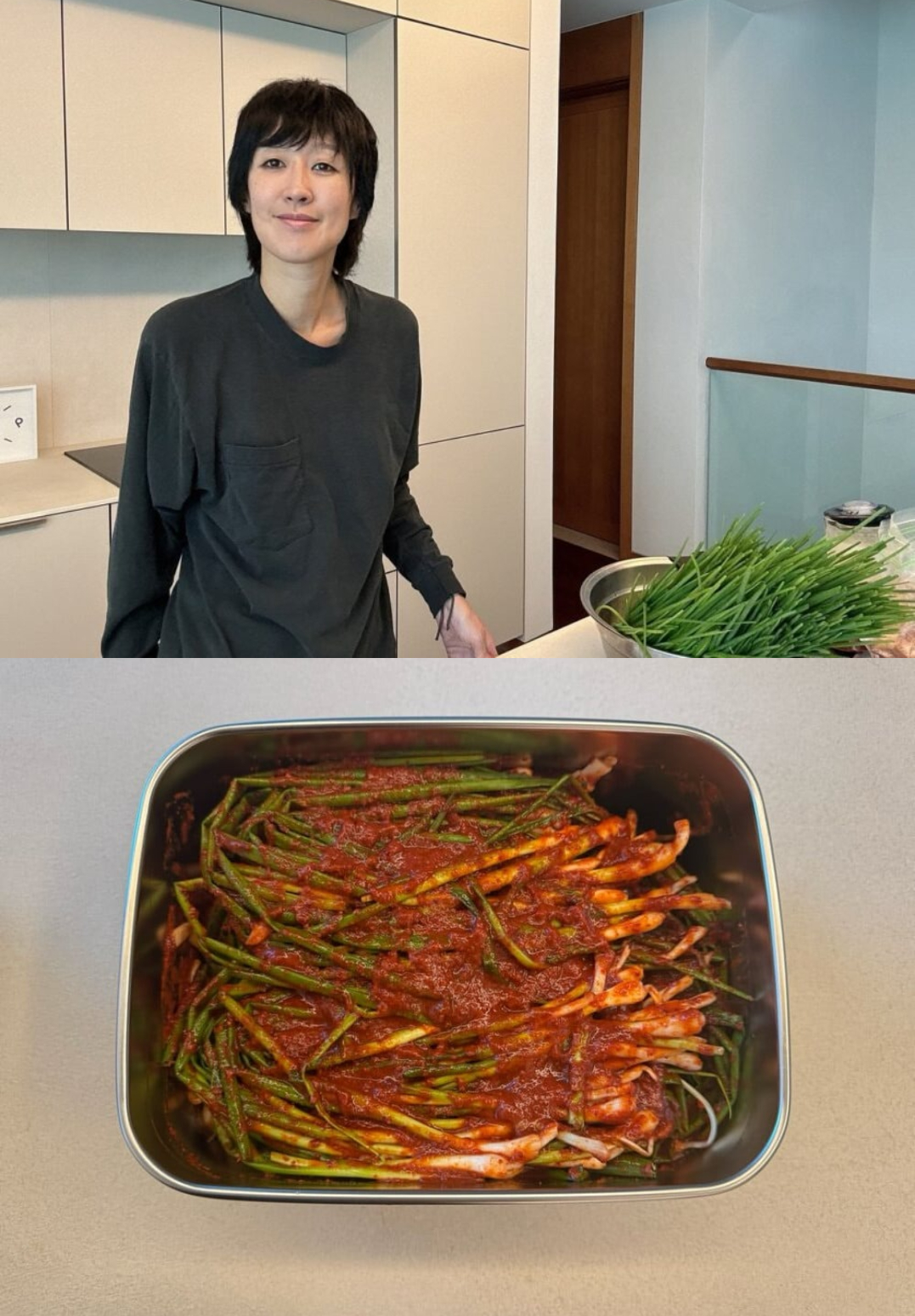 Hong Jin Kyung tặng kimchi hành lá cho G-Dragon