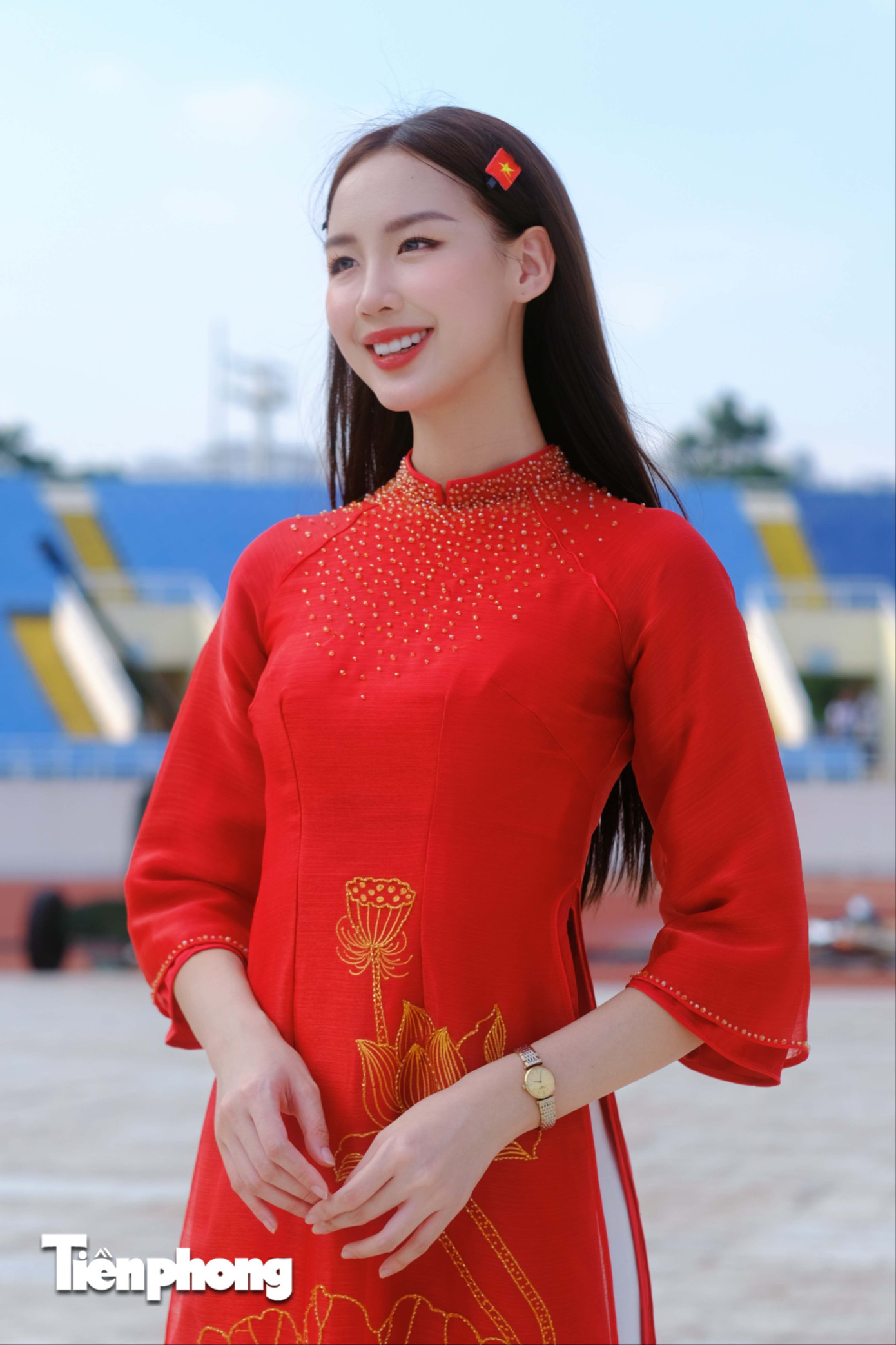 Hoa hậu Bảo Ngọc tham gia các hoạt động chuẩn bị đại lễ Quốc khánh 2/9