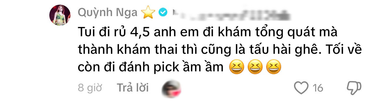 Quỳnh Nga lên tiếng phủ nhận chuyện thai nghén