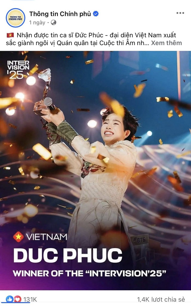 Thông tin chính thức về chiến thắng của Đức Phúc