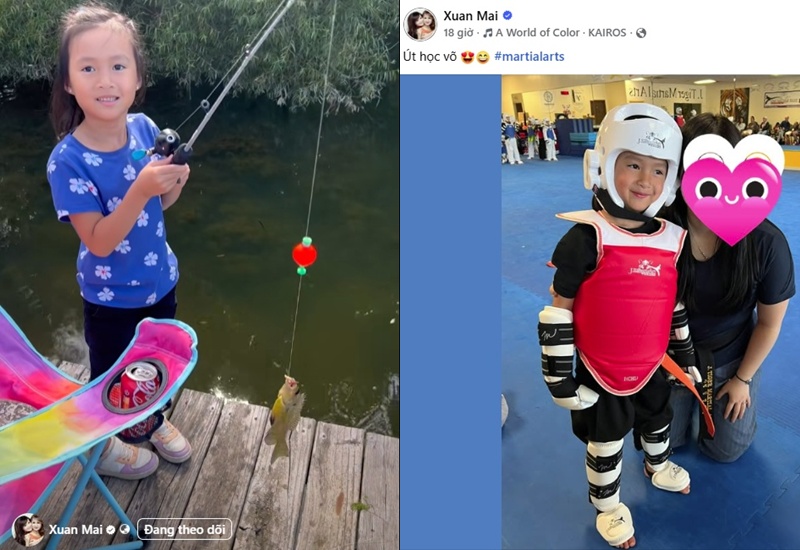 Xuân Mai chăm sóc các con