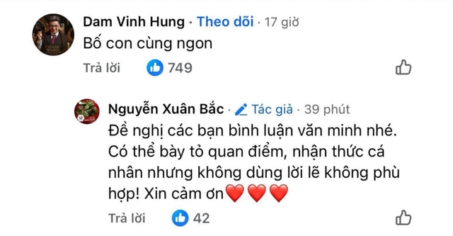 Đàm Vĩnh Hưng vội vàng sửa và xoá bình luận sau khi Cục trưởng Xuân Bắc nhắc nhở- Ảnh 3. Đàm Vĩnh Hưng để lại 4 chữ gây tranh cãi
