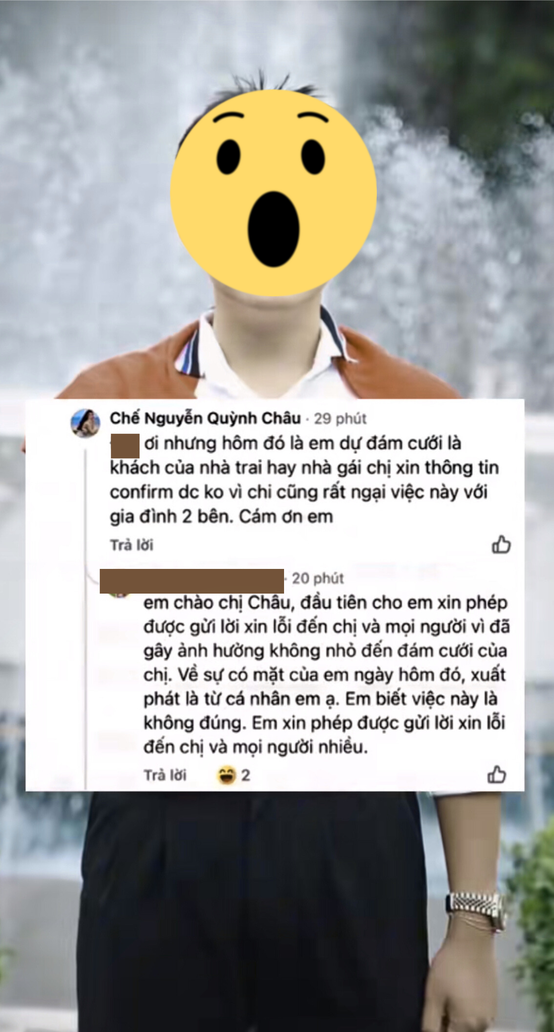 Chế Nguyễn Quỳnh Châu lần đầu lên tiếng vụ người lạ đột nhập vào đám cưới- Ảnh 2. Thông báo xin lỗi và khóa mạng xã hội của nam thanh niên